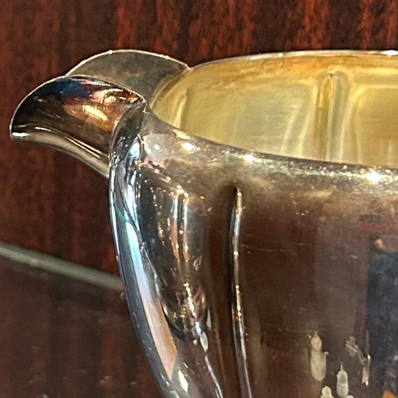 Vintage Arts Co Sugar Bowl 3" High & Creamer Silver-plated Armor SIlver Set of 2 - Picture 7 of 13